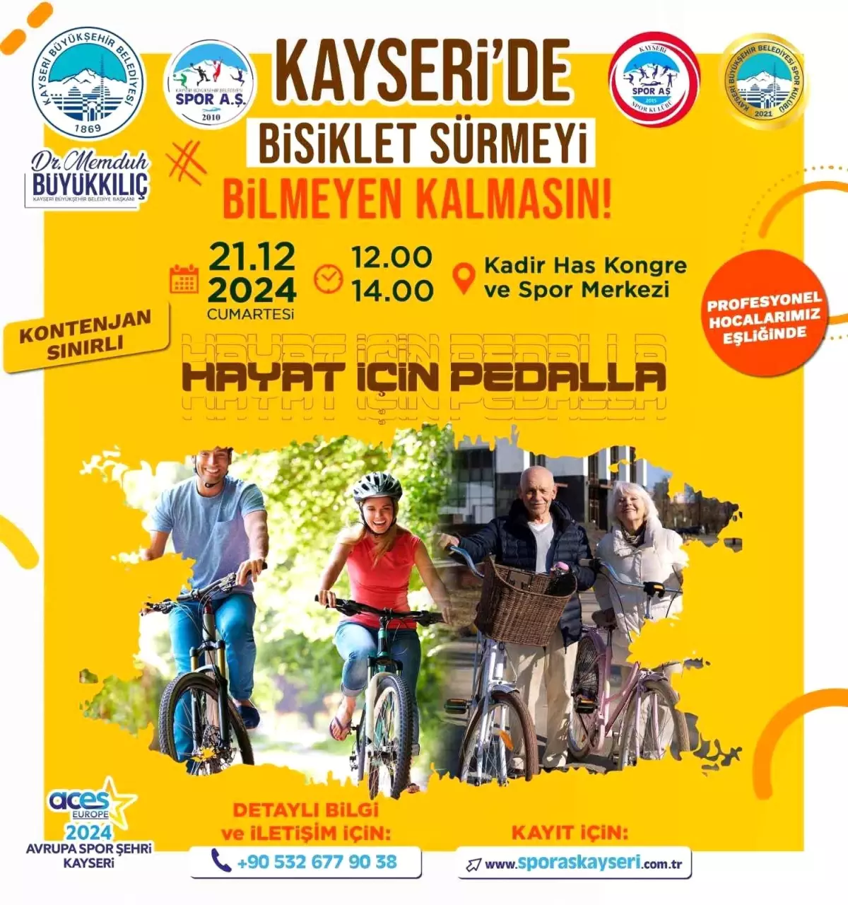 Kayseri’de Bisiklet Sürmeyi Bilmeyen Kalmasın