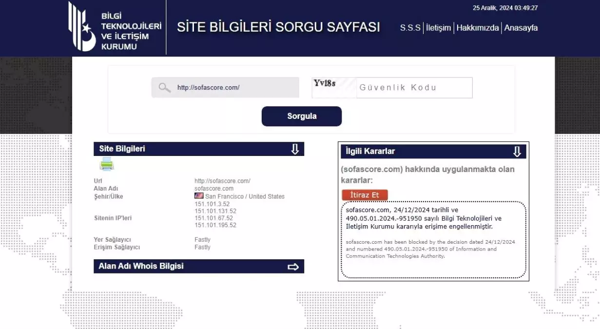 Sofascore’a Erişim Engeli