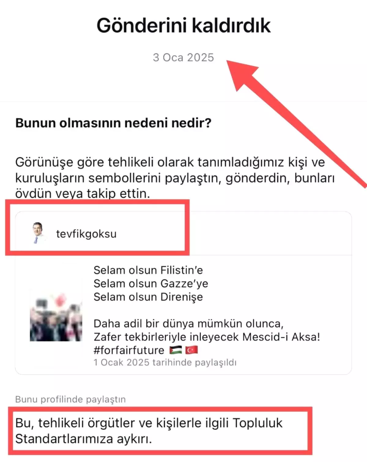Başkan Göksu’nun Filistin Destek Paylaşımı Instagram’dan Silindi